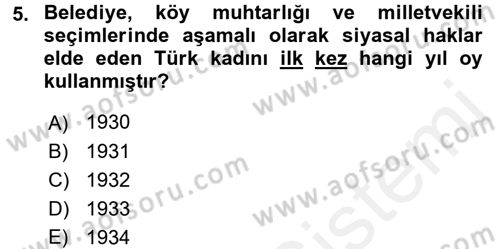 Türkiye´de Demokrasi Ve Parlamento Tarihi Dersi 2017 - 2018 Yılı 3 Ders Sınav Soruları 5. Soru