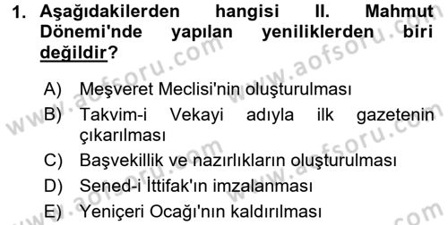 Türkiye´de Demokrasi Ve Parlamento Tarihi Dersi Ara Sınavı Deneme Sınav Soruları 1. Soru