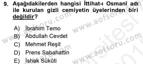 Türkiye´de Demokrasi Ve Parlamento Tarihi Dersi Ara Sınavı Deneme Sınav Soruları 9. Soru