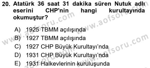 Türkiye´de Demokrasi Ve Parlamento Tarihi Dersi 2017 - 2018 Yılı (Final) Dönem Sonu Sınav Soruları 20. Soru