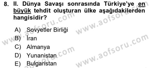Türkiye´de Demokrasi Ve Parlamento Tarihi Dersi 2017 - 2018 Yılı (Final) Dönem Sonu Sınav Soruları 8. Soru