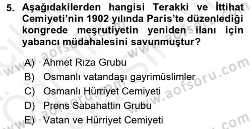 Türkiye´de Demokrasi Ve Parlamento Tarihi Dersi 2018 - 2019 Yılı (Vize) Ara Sınavı 5. Soru