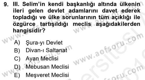 Türkiye´de Demokrasi Ve Parlamento Tarihi Dersi Ara Sınavı Deneme Sınav Soruları 9. Soru