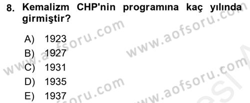 Türkiye´de Demokrasi Ve Parlamento Tarihi Dersi 2018 - 2019 Yılı (Final) Dönem Sonu Sınav Soruları 8. Soru
