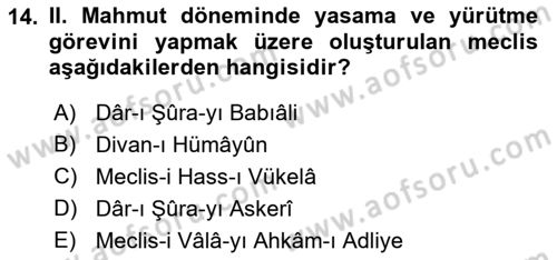 Türkiye´de Demokrasi Ve Parlamento Tarihi Dersi 2021 - 2022 Yılı (Vize) Ara Sınav Soruları 14. Soru