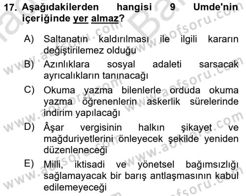 Türkiye´de Demokrasi Ve Parlamento Tarihi Dersi 2021 - 2022 Yılı (Vize) Ara Sınav Soruları 17. Soru
