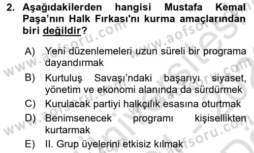 Türkiye´de Demokrasi Ve Parlamento Tarihi Dersi 2021 - 2022 Yılı (Vize) Ara Sınav Soruları 2. Soru