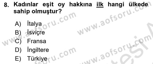 Türkiye´de Demokrasi Ve Parlamento Tarihi Dersi 2021 - 2022 Yılı (Vize) Ara Sınav Soruları 8. Soru