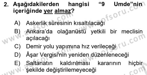 Türkiye´de Demokrasi Ve Parlamento Tarihi Dersi 2021 - 2022 Yılı (Final) Dönem Sonu Sınav Soruları 2. Soru
