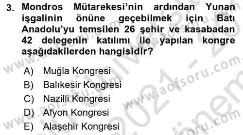 Türkiye´de Demokrasi Ve Parlamento Tarihi Dersi 2021 - 2022 Yılı (Final) Dönem Sonu Sınav Soruları 3. Soru
