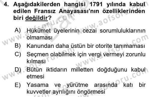 Türkiye´de Demokrasi Ve Parlamento Tarihi Dersi 2021 - 2022 Yılı (Final) Dönem Sonu Sınav Soruları 4. Soru