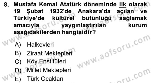 Türkiye´de Demokrasi Ve Parlamento Tarihi Dersi 2021 - 2022 Yılı (Final) Dönem Sonu Sınav Soruları 8. Soru
