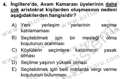 Türkiye´de Demokrasi Ve Parlamento Tarihi Dersi 2021 - 2022 Yılı Yaz Okulu Sınav Soruları 4. Soru