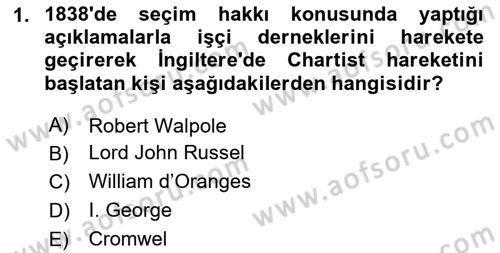 Türkiye´de Demokrasi Ve Parlamento Tarihi Dersi 2023 - 2024 Yılı (Vize) Ara Sınav Soruları 1. Soru