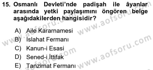 Türkiye´de Demokrasi Ve Parlamento Tarihi Dersi 2023 - 2024 Yılı (Vize) Ara Sınav Soruları 15. Soru