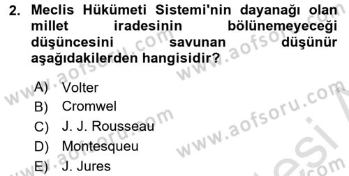 Türkiye´de Demokrasi Ve Parlamento Tarihi Dersi 2023 - 2024 Yılı (Final) Dönem Sonu Sınav Soruları 2. Soru
