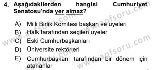 Türkiye´de Demokrasi Ve Parlamento Tarihi Dersi 2023 - 2024 Yılı (Final) Dönem Sonu Sınav Soruları 4. Soru