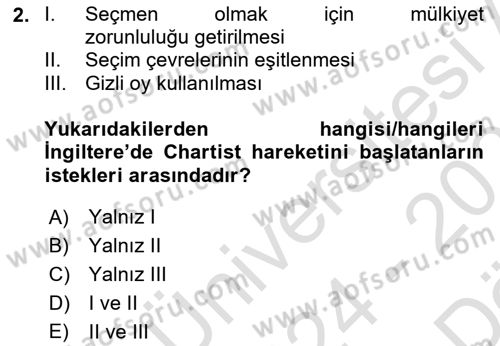Türkiye´de Demokrasi Ve Parlamento Tarihi Dersi 2024 - 2025 Yılı (Vize) Ara Sınav Soruları 2. Soru