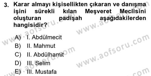 Türkiye´de Demokrasi Ve Parlamento Tarihi Dersi 2024 - 2025 Yılı (Vize) Ara Sınav Soruları 3. Soru