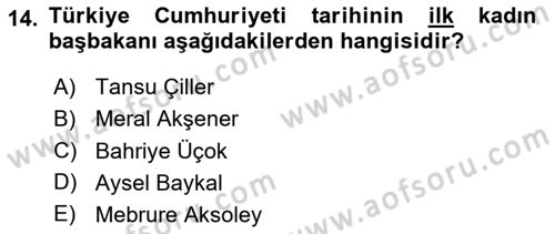 Türkiye´de Demokrasi Ve Parlamento Tarihi Dersi 2024 - 2025 Yılı (Final) Dönem Sonu Sınav Soruları 14. Soru