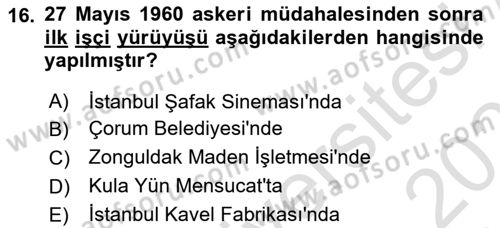 Türkiye´de Demokrasi Ve Parlamento Tarihi Dersi 2024 - 2025 Yılı (Final) Dönem Sonu Sınav Soruları 16. Soru