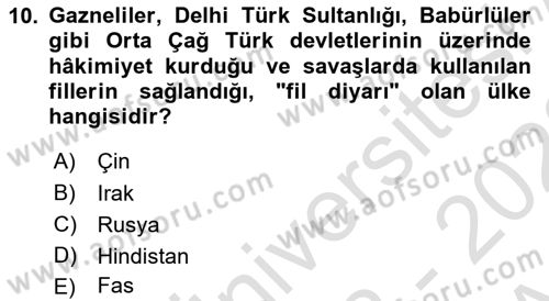 Türk Askeri Teşkilat Tarihi Dersi Ara Sınavı Deneme Sınav Soruları 10. Soru