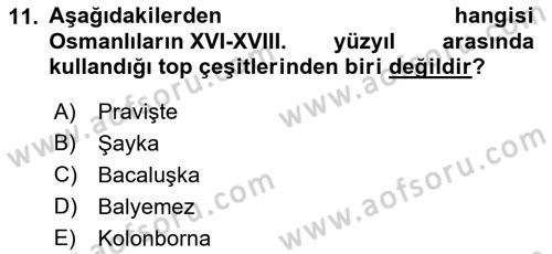 Türk Askeri Teşkilat Tarihi Dersi Ara Sınavı Deneme Sınav Soruları 11. Soru