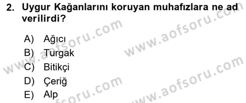 Türk Askeri Teşkilat Tarihi Dersi Ara Sınavı Deneme Sınav Soruları 2. Soru