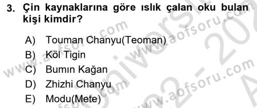 Türk Askeri Teşkilat Tarihi Dersi Ara Sınavı Deneme Sınav Soruları 3. Soru