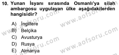 Türk Askeri Teşkilat Tarihi Dersi 2022 - 2023 Yılı (Final) Dönem Sonu Sınav Soruları 10. Soru