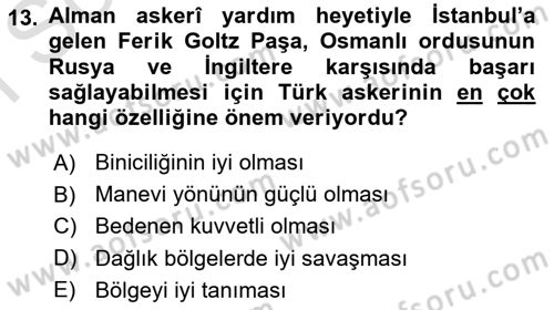Türk Askeri Teşkilat Tarihi Dersi 2022 - 2023 Yılı (Final) Dönem Sonu Sınav Soruları 13. Soru