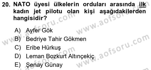 Türk Askeri Teşkilat Tarihi Dersi 2022 - 2023 Yılı (Final) Dönem Sonu Sınav Soruları 20. Soru
