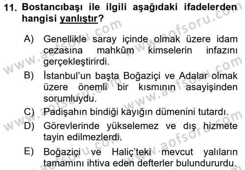 Türk Askeri Teşkilat Tarihi Dersi 2024 - 2025 Yılı (Vize) Ara Sınav Soruları 11. Soru