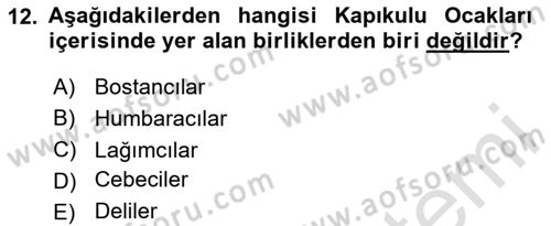 Türk Askeri Teşkilat Tarihi Dersi 2024 - 2025 Yılı (Vize) Ara Sınav Soruları 12. Soru