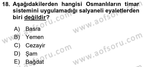 Türk Askeri Teşkilat Tarihi Dersi 2024 - 2025 Yılı (Vize) Ara Sınav Soruları 18. Soru