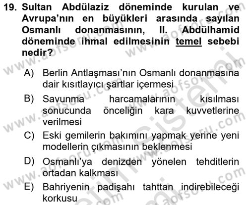 Türk Askeri Teşkilat Tarihi Dersi 2024 - 2025 Yılı (Final) Dönem Sonu Sınav Soruları 19. Soru