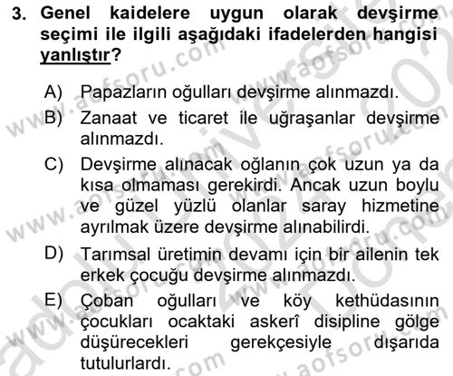 Türk Askeri Teşkilat Tarihi Dersi 2024 - 2025 Yılı (Final) Dönem Sonu Sınav Soruları 3. Soru
