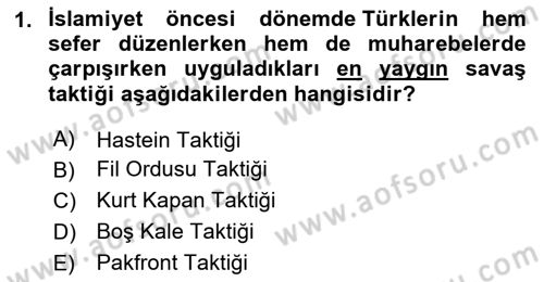 Türk Askeri Teşkilat Tarihi Dersi 2024 - 2025 Yılı Yaz Okulu Sınav Soruları 1. Soru