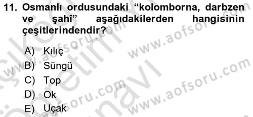 Türk Askeri Teşkilat Tarihi Dersi 2024 - 2025 Yılı Yaz Okulu Sınav Soruları 11. Soru