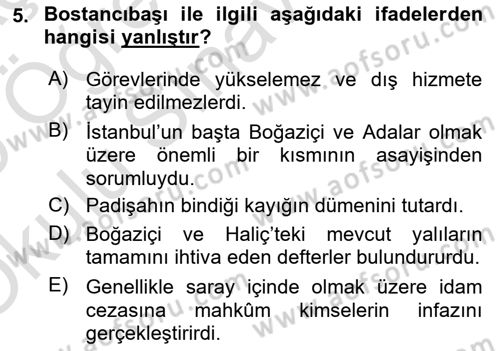 Türk Askeri Teşkilat Tarihi Dersi 2024 - 2025 Yılı Yaz Okulu Sınav Soruları 5. Soru