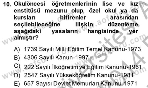 Türk Eğitim Tarihi Dersi 2013 - 2014 Yılı (Vize) Ara Sınavı 10. Soru