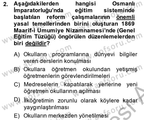 Türk Eğitim Tarihi Dersi 2013 - 2014 Yılı (Vize) Ara Sınavı 2. Soru