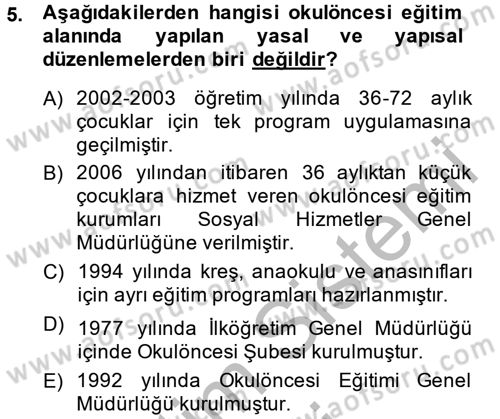 Türk Eğitim Tarihi Dersi 2013 - 2014 Yılı (Vize) Ara Sınavı 5. Soru