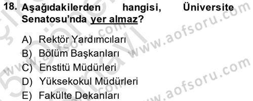 Türk Eğitim Tarihi Dersi 2014 - 2015 Yılı Tek Ders Sınavı 18. Soru