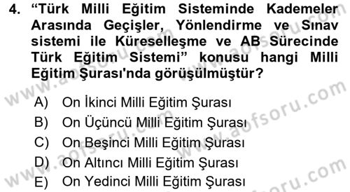 Türk Eğitim Tarihi Dersi 2015 - 2016 Yılı (Vize) Ara Sınavı 4. Soru