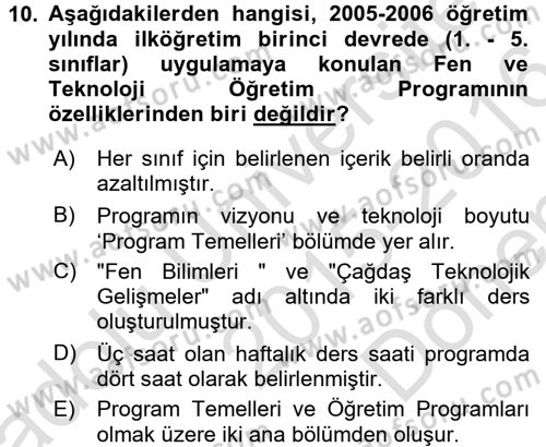 Türk Eğitim Tarihi Dersi 2015 - 2016 Yılı (Final) Dönem Sonu Sınavı 10. Soru