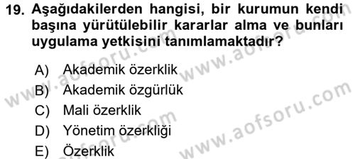 Türk Eğitim Tarihi Dersi 2016 - 2017 Yılı 3 Ders Sınavı 19. Soru