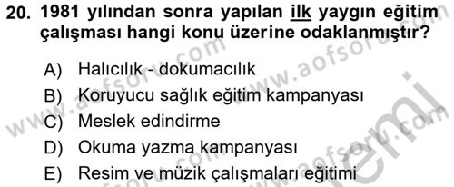 Türk Eğitim Tarihi Dersi 2016 - 2017 Yılı 3 Ders Sınavı 20. Soru