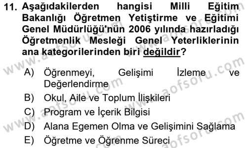 Türk Eğitim Tarihi Dersi 2016 - 2017 Yılı (Vize) Ara Sınavı 11. Soru