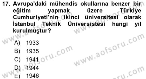 Türk Eğitim Tarihi Dersi 2016 - 2017 Yılı (Final) Dönem Sonu Sınavı 17. Soru